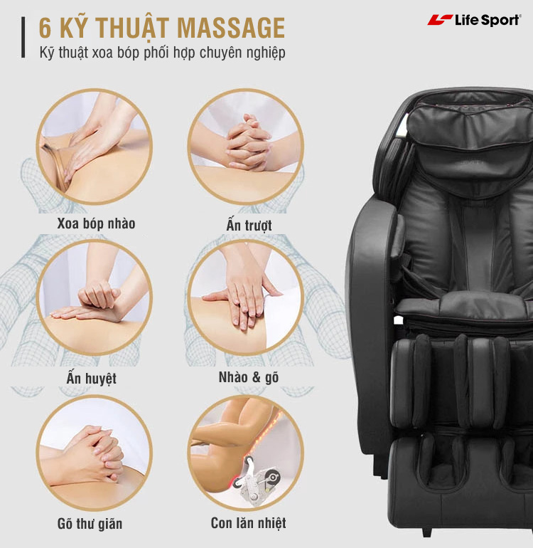 Ghế massage tích hợp nhiều kỹ thuật massage hiện đại